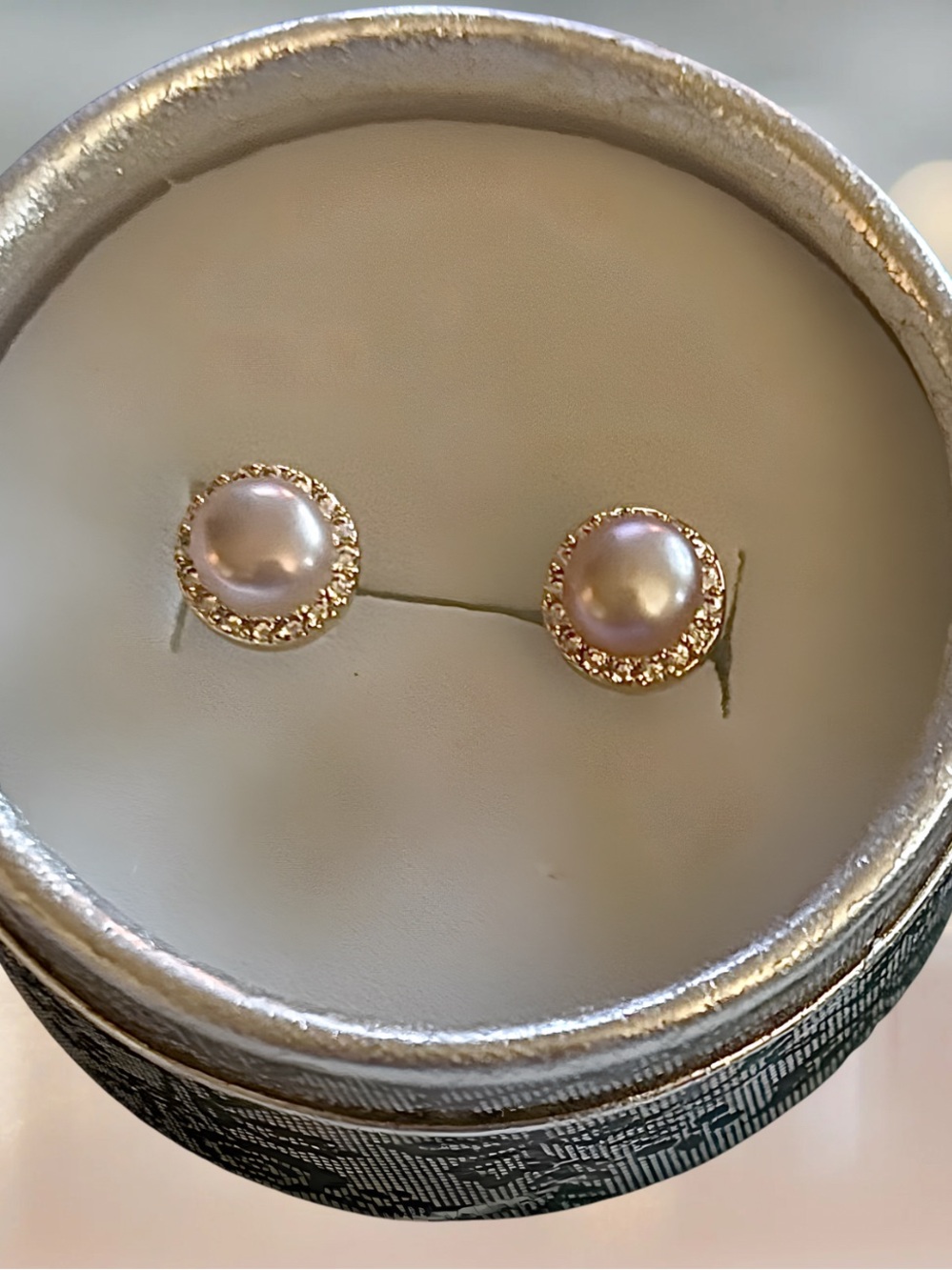 Gold Pearl Halo Stud Earrings - Elegant Women Jewelry